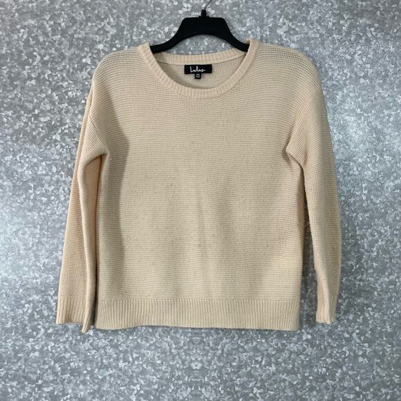 Lulu's Sweaters - Lulus Women's Light Tan Casual Minimalist Acrylic Sweater - Size XS - Round Neck
